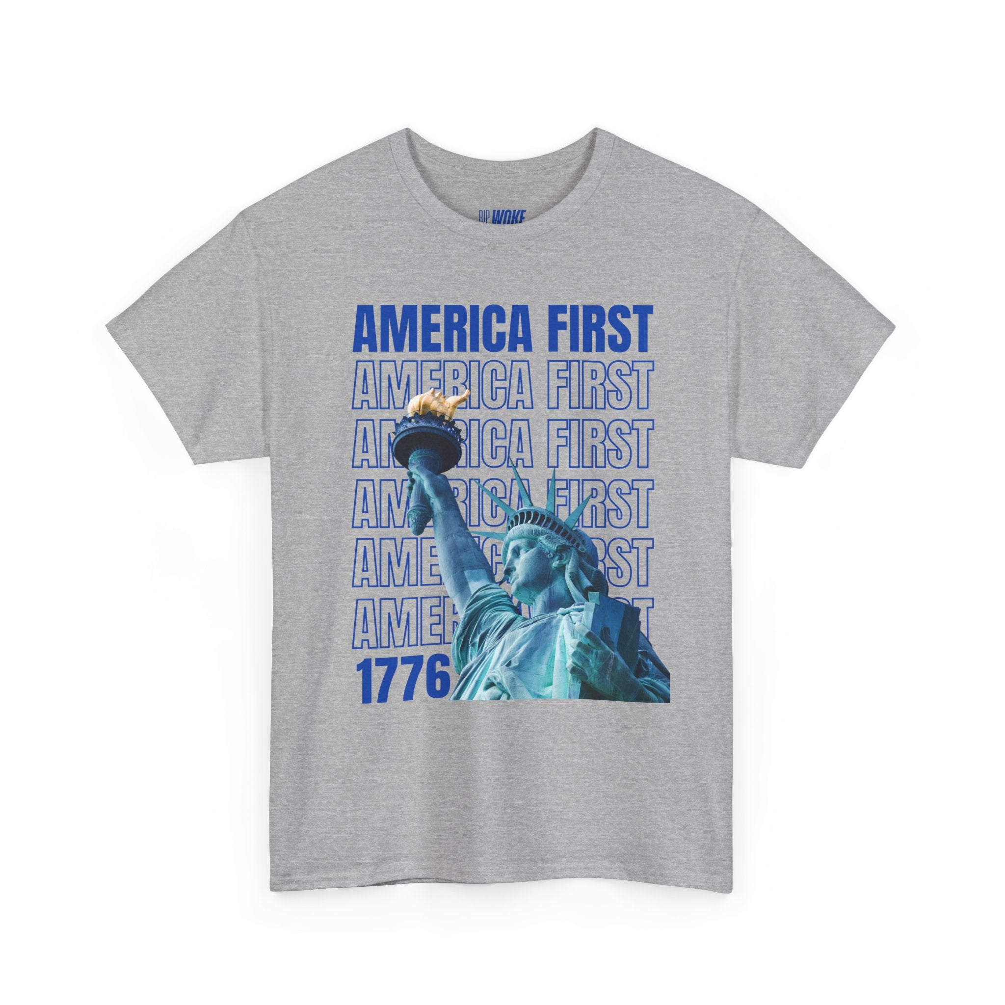 "America First" Statue of Liberty— Unisex Heavy Tee