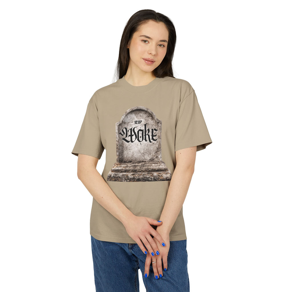 "RIP Woke" Tombstone  — Heavyweight Boxy Tee