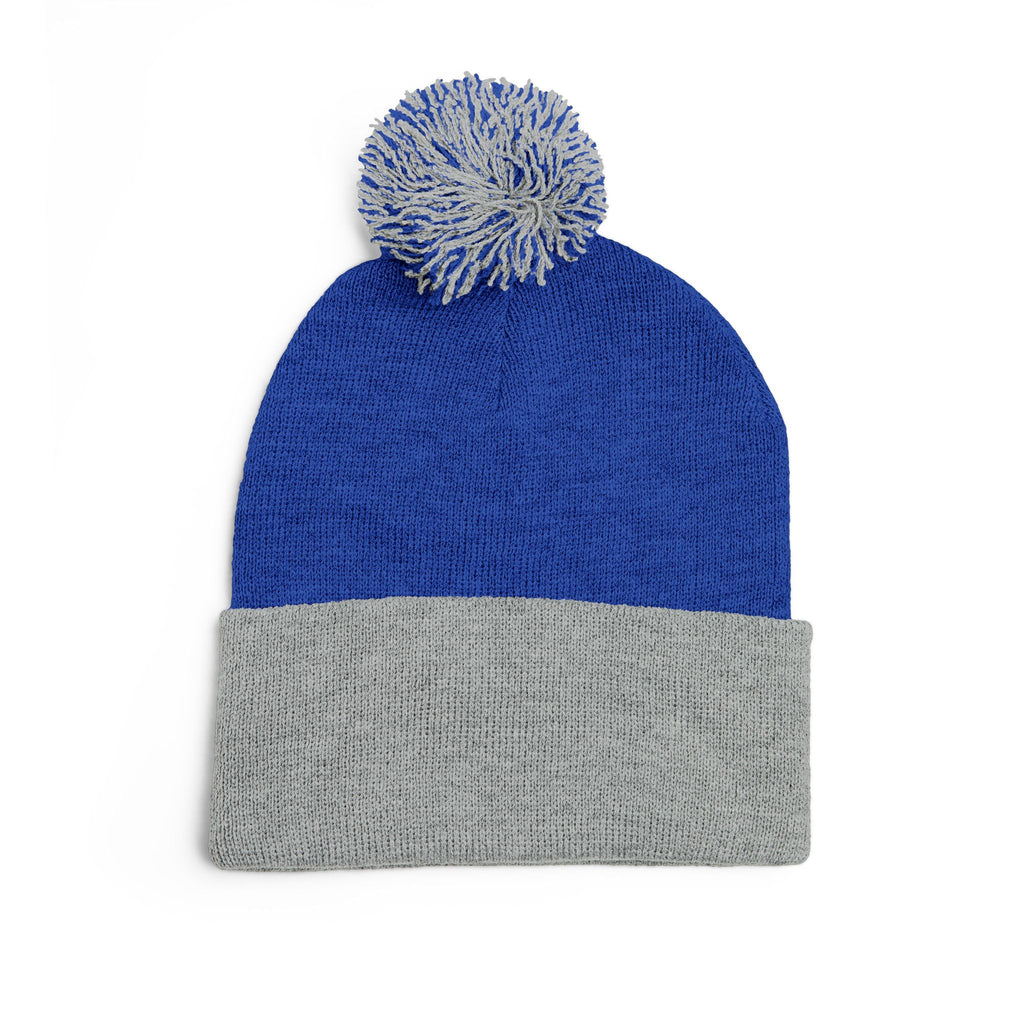 "America First" Cuffed Beanie— Embroidered Pom-Pom Knit Cap