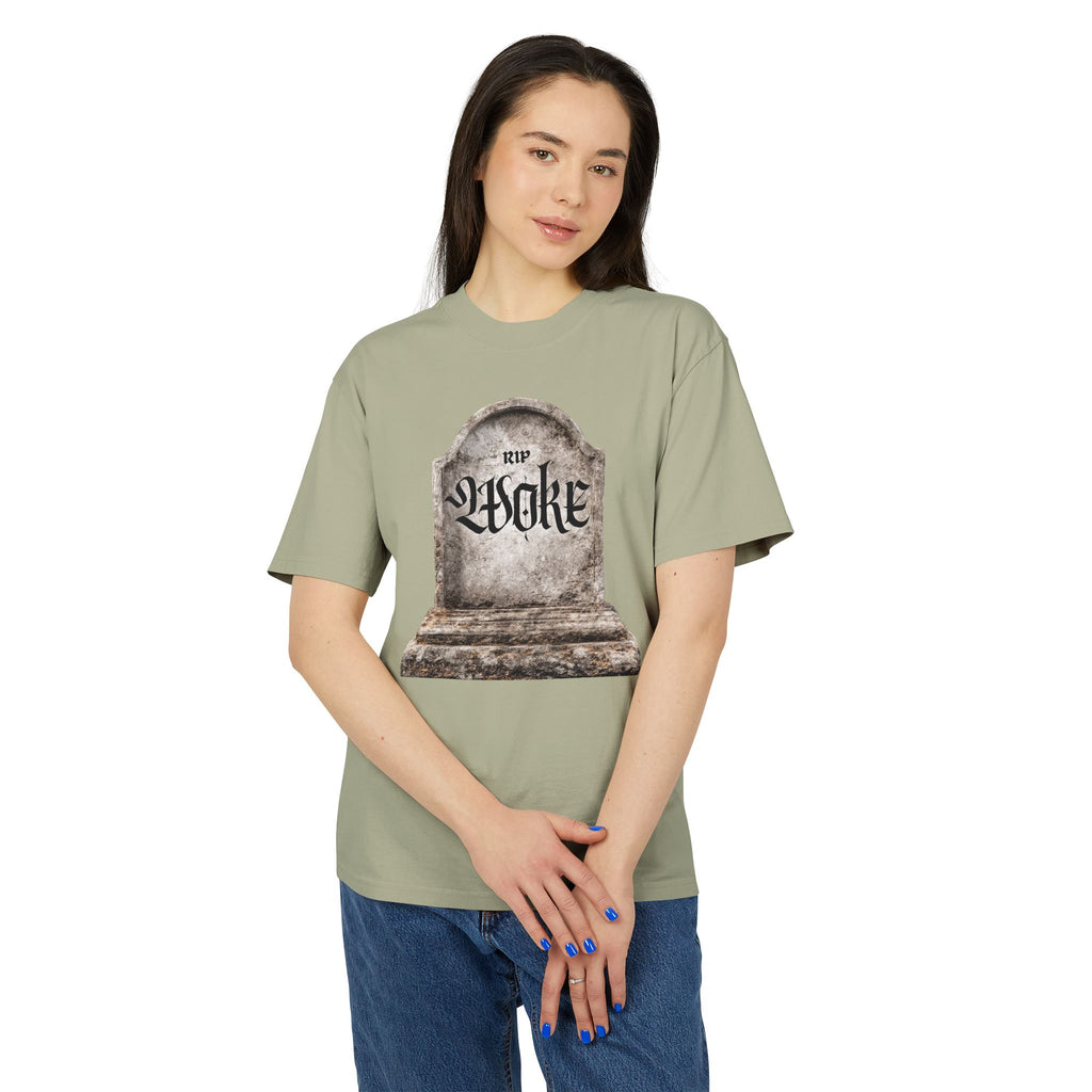 "RIP Woke" Tombstone  — Heavyweight Boxy Tee