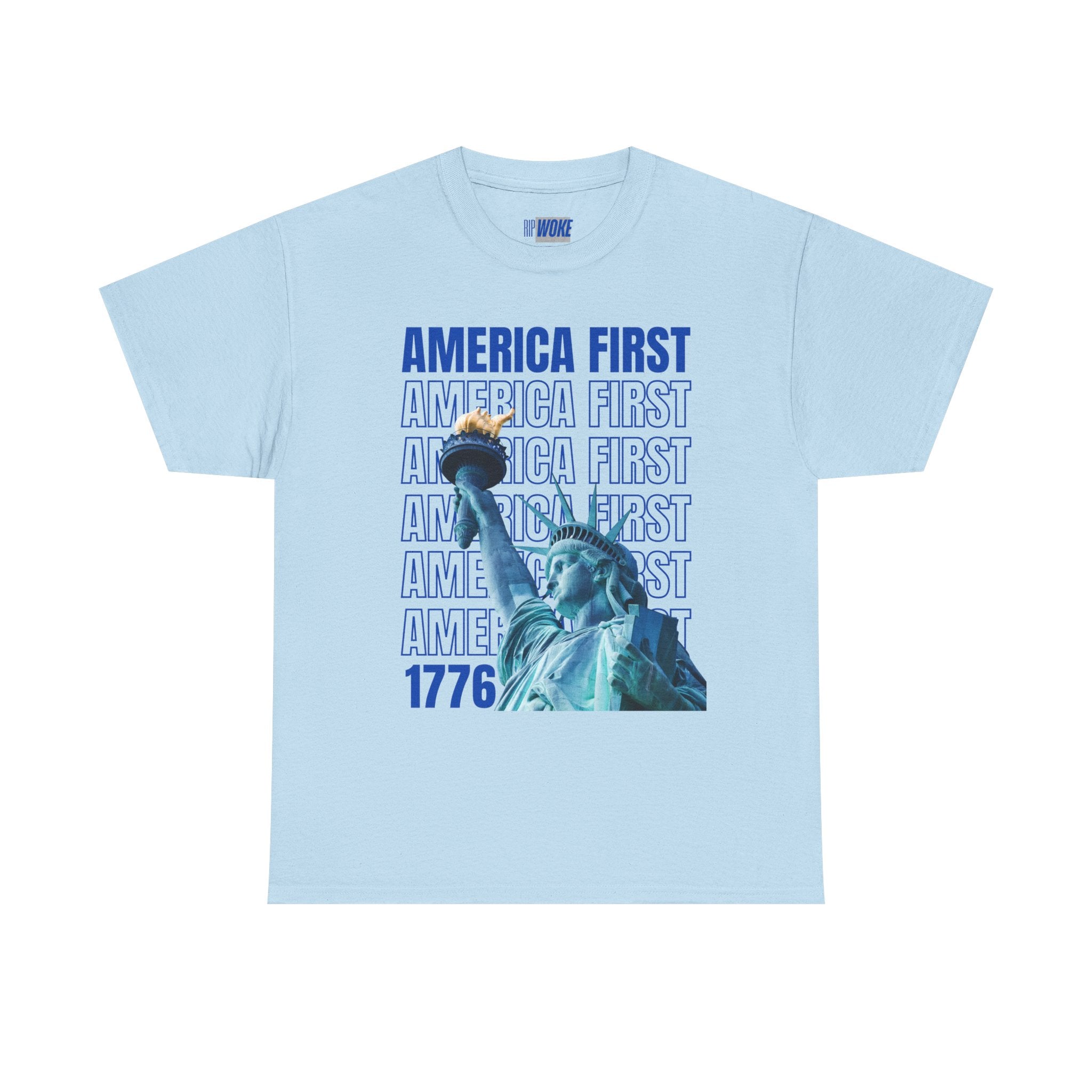 "America First" Statue of Liberty— Unisex Heavy Tee