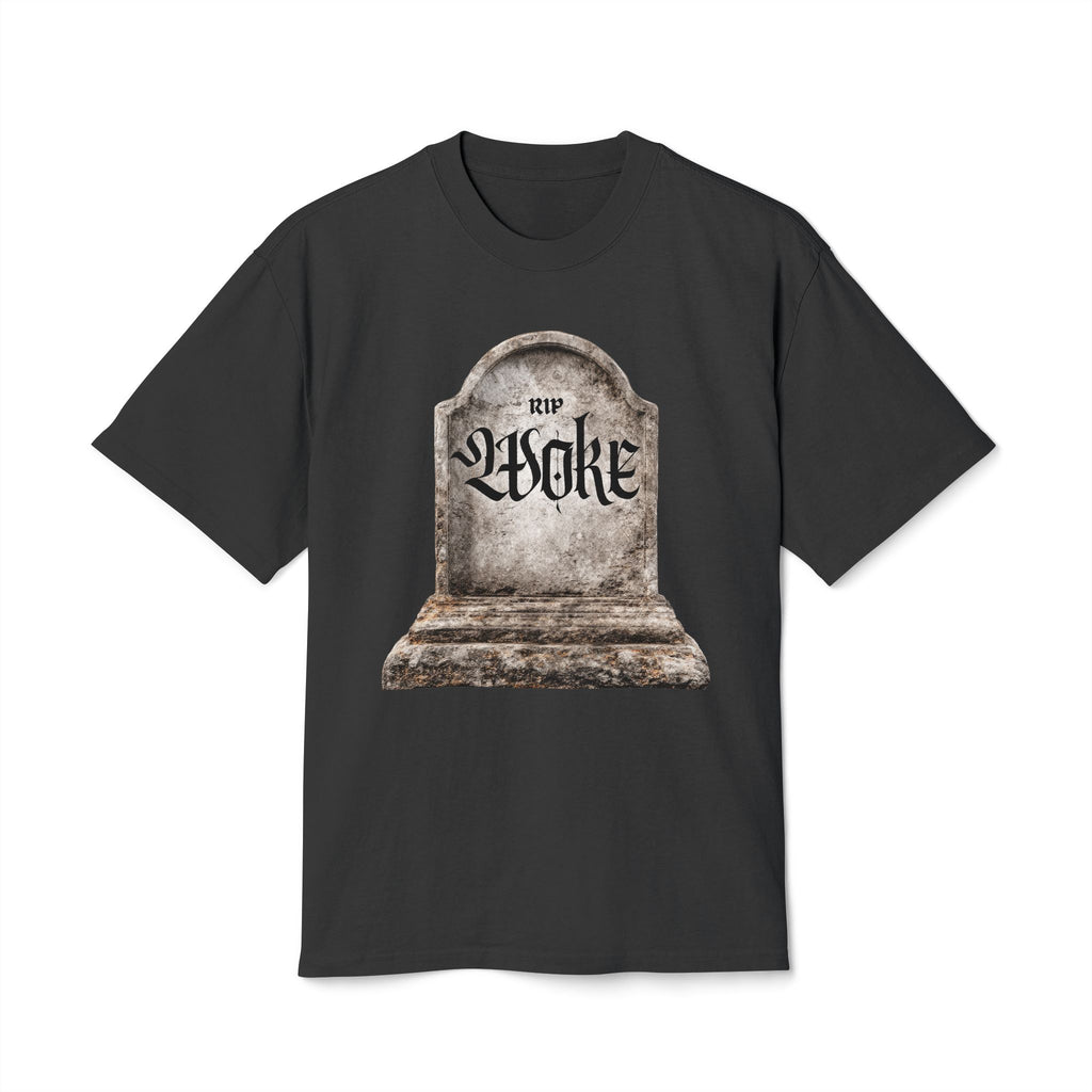 "RIP Woke" Tombstone  — Heavyweight Boxy Tee