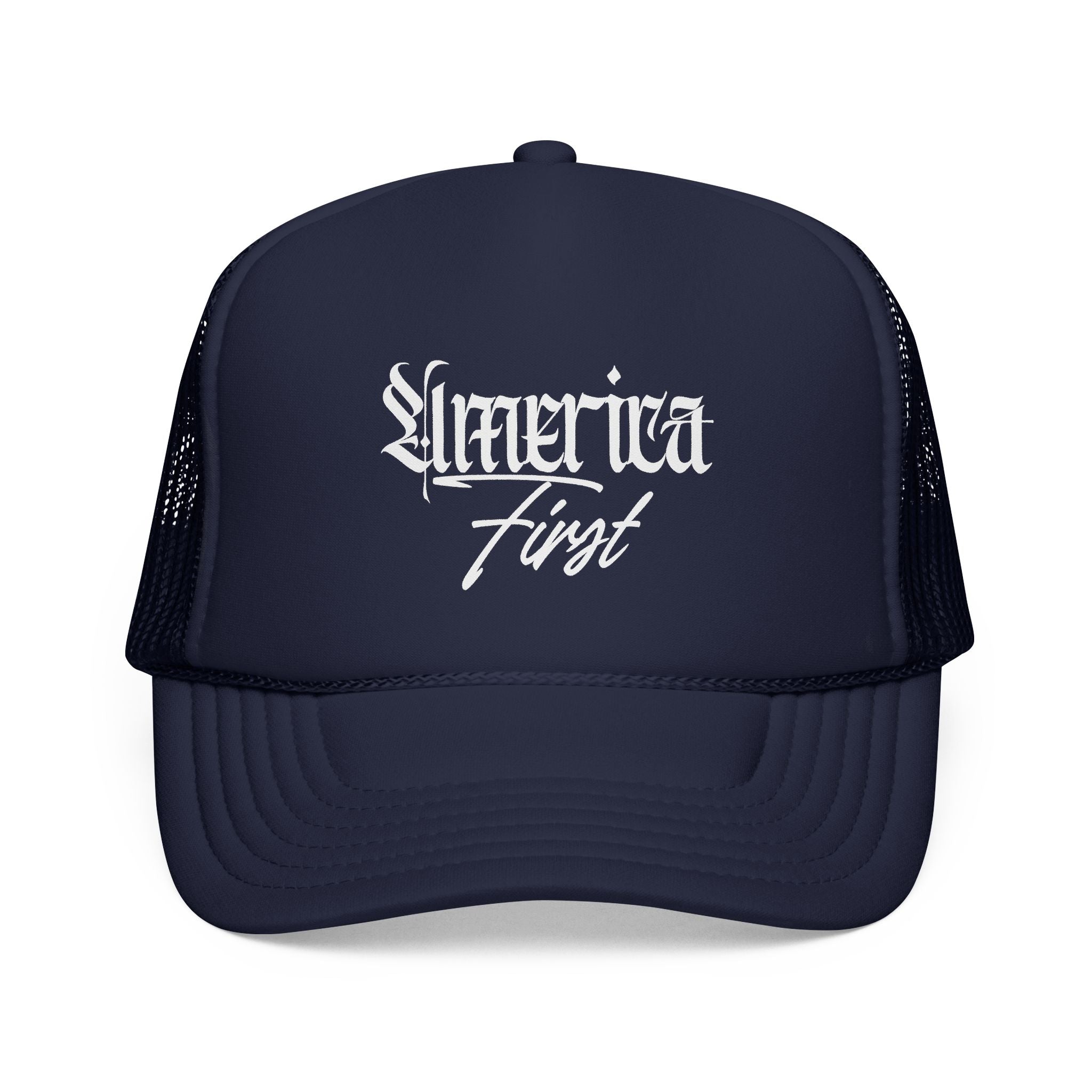 "America First" —Embroidered Mesh Trucker Hat