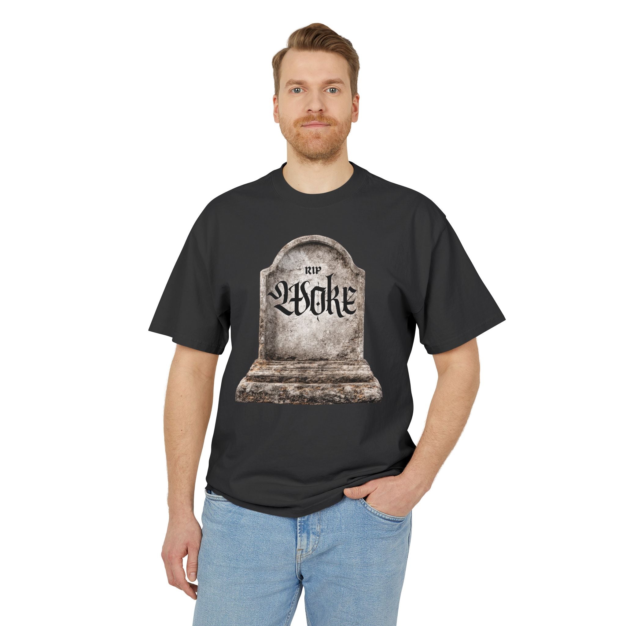 "RIP Woke" Tombstone  — Heavyweight Boxy Tee