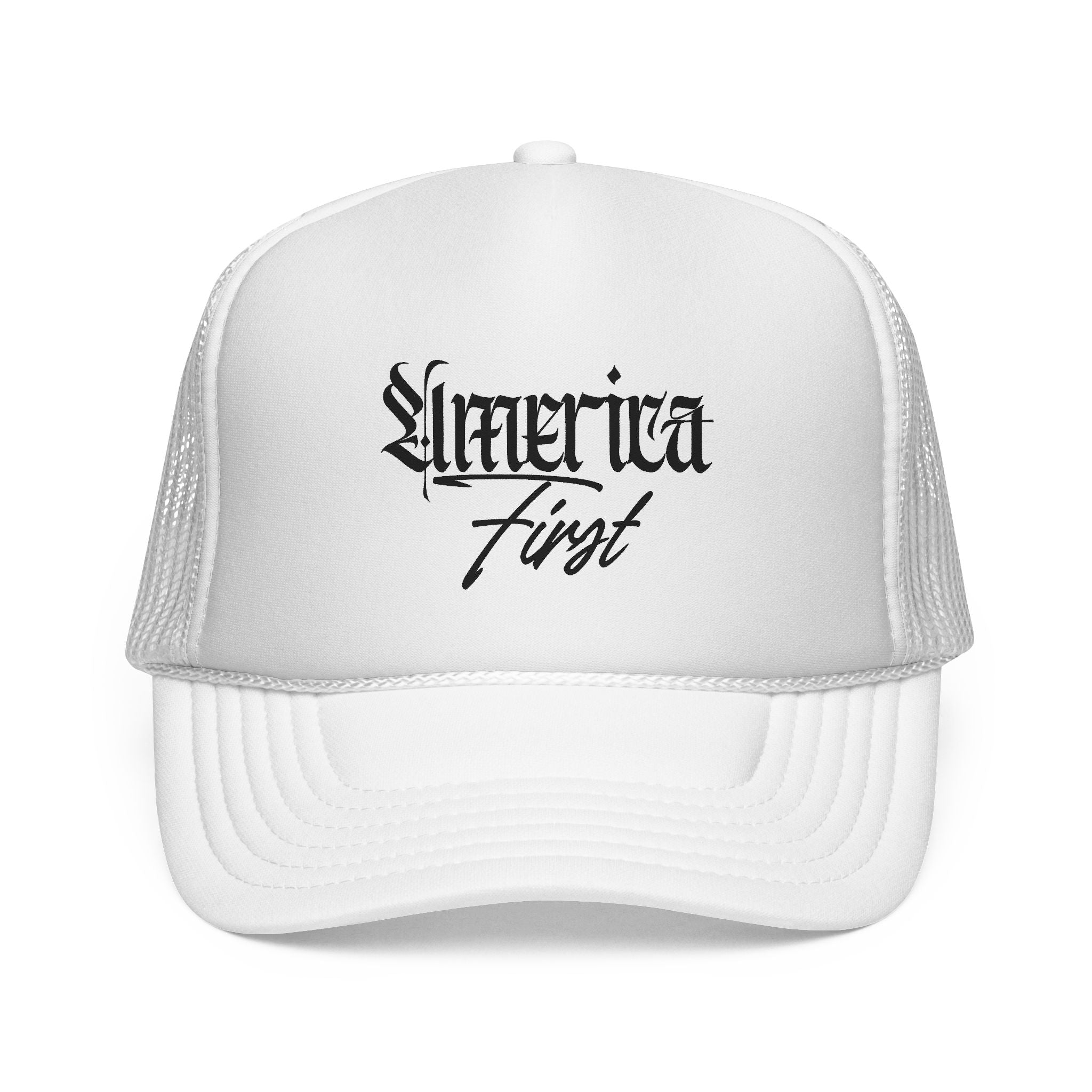 "America First" —Embroidered Mesh Trucker Hat