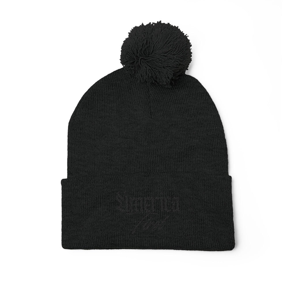 "America First" Cuffed Beanie— Embroidered Pom-Pom Knit Cap