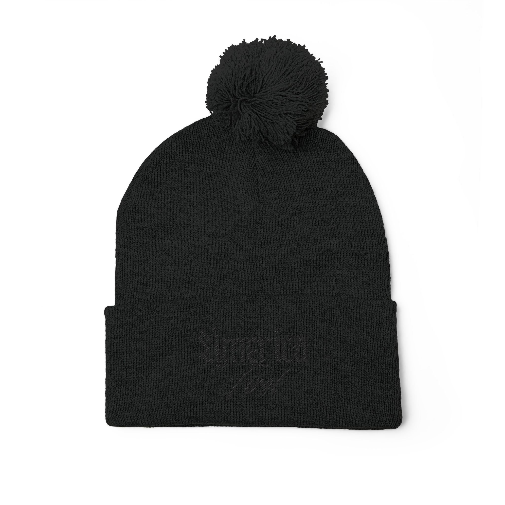 "America First" Cuffed Beanie— Embroidered Pom-Pom Knit Cap