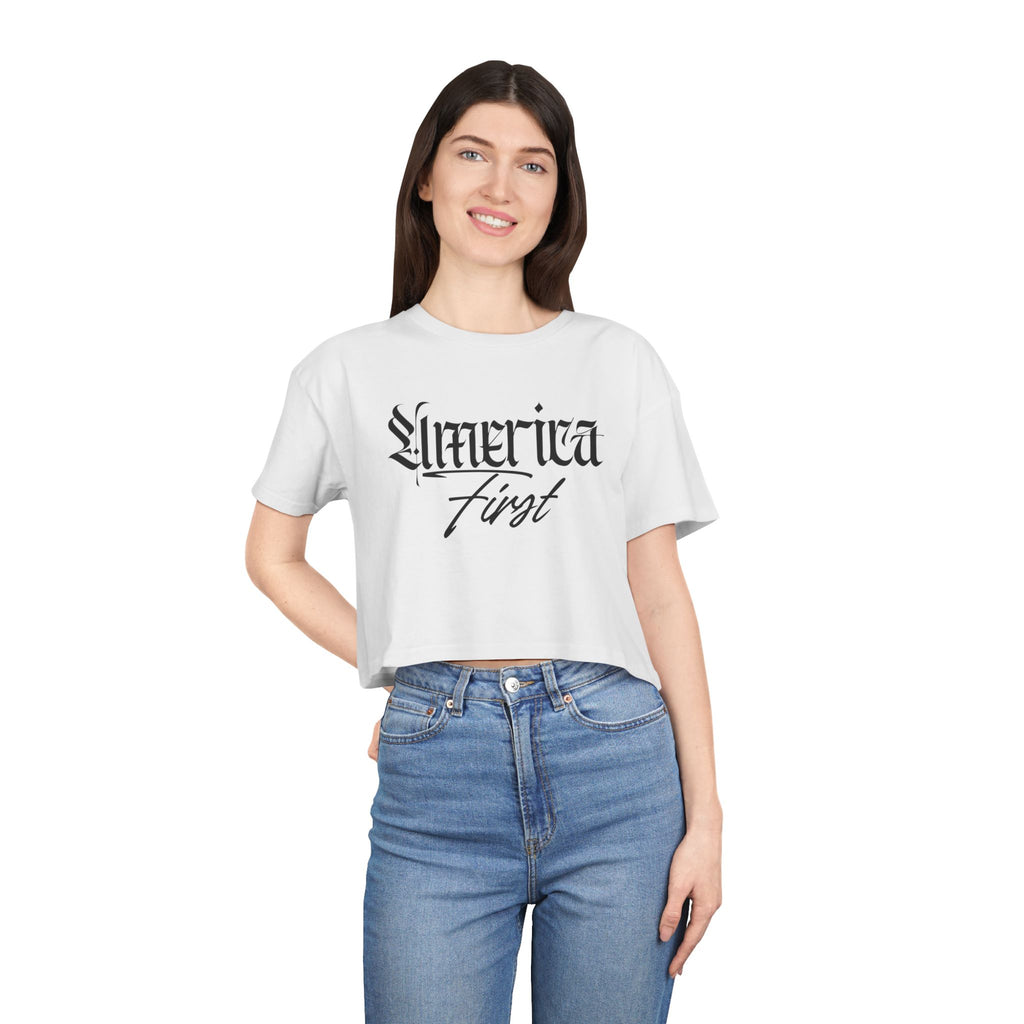 "America First" Patriotic—Crop Top