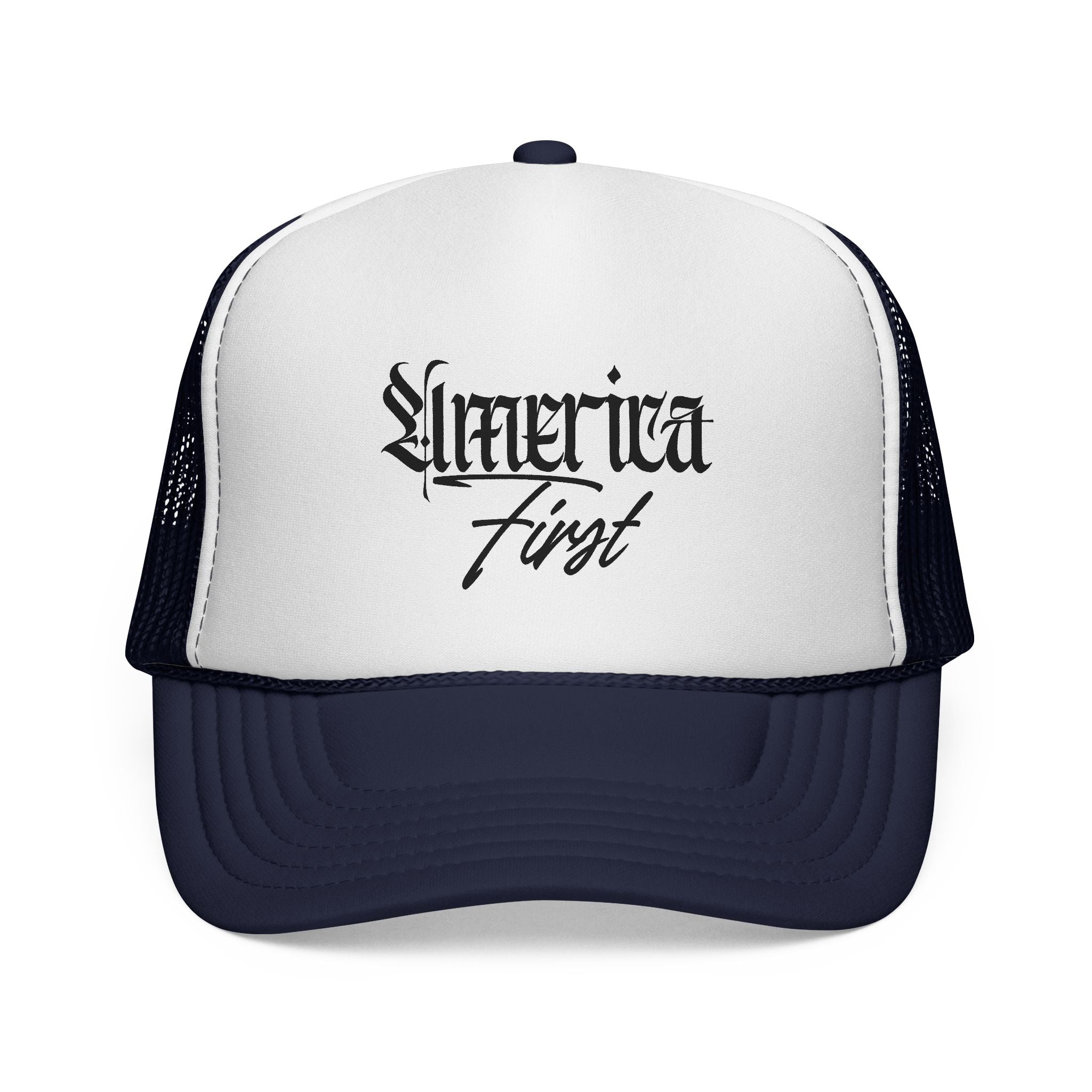 "America First" —Embroidered Mesh Trucker Hat