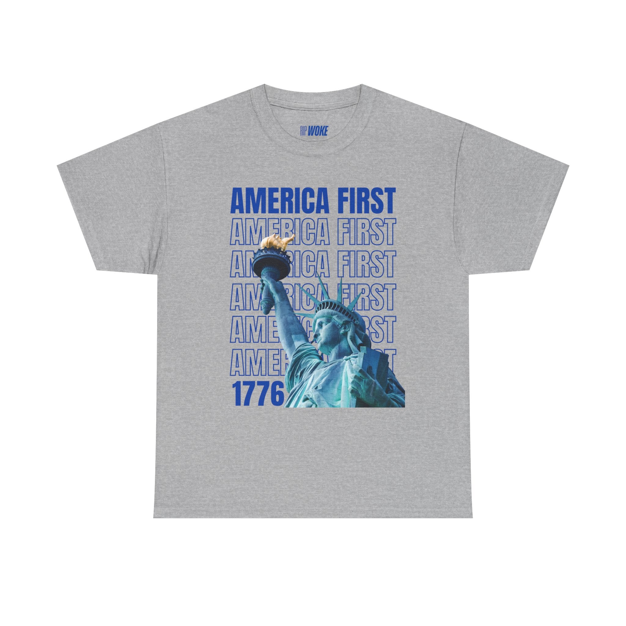 "America First" Statue of Liberty— Unisex Heavy Tee