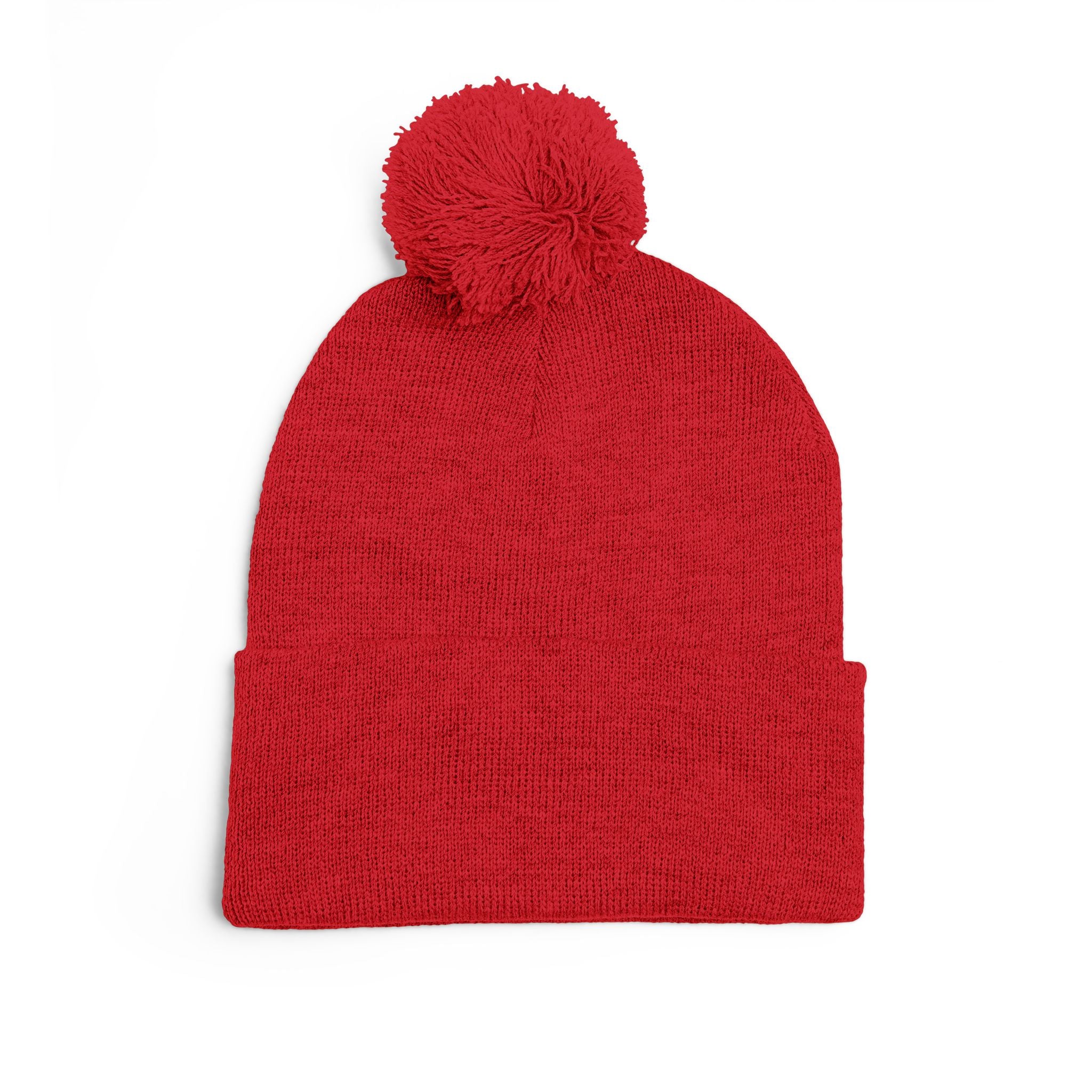 "America First" Cuffed Beanie— Embroidered Pom-Pom Knit Cap