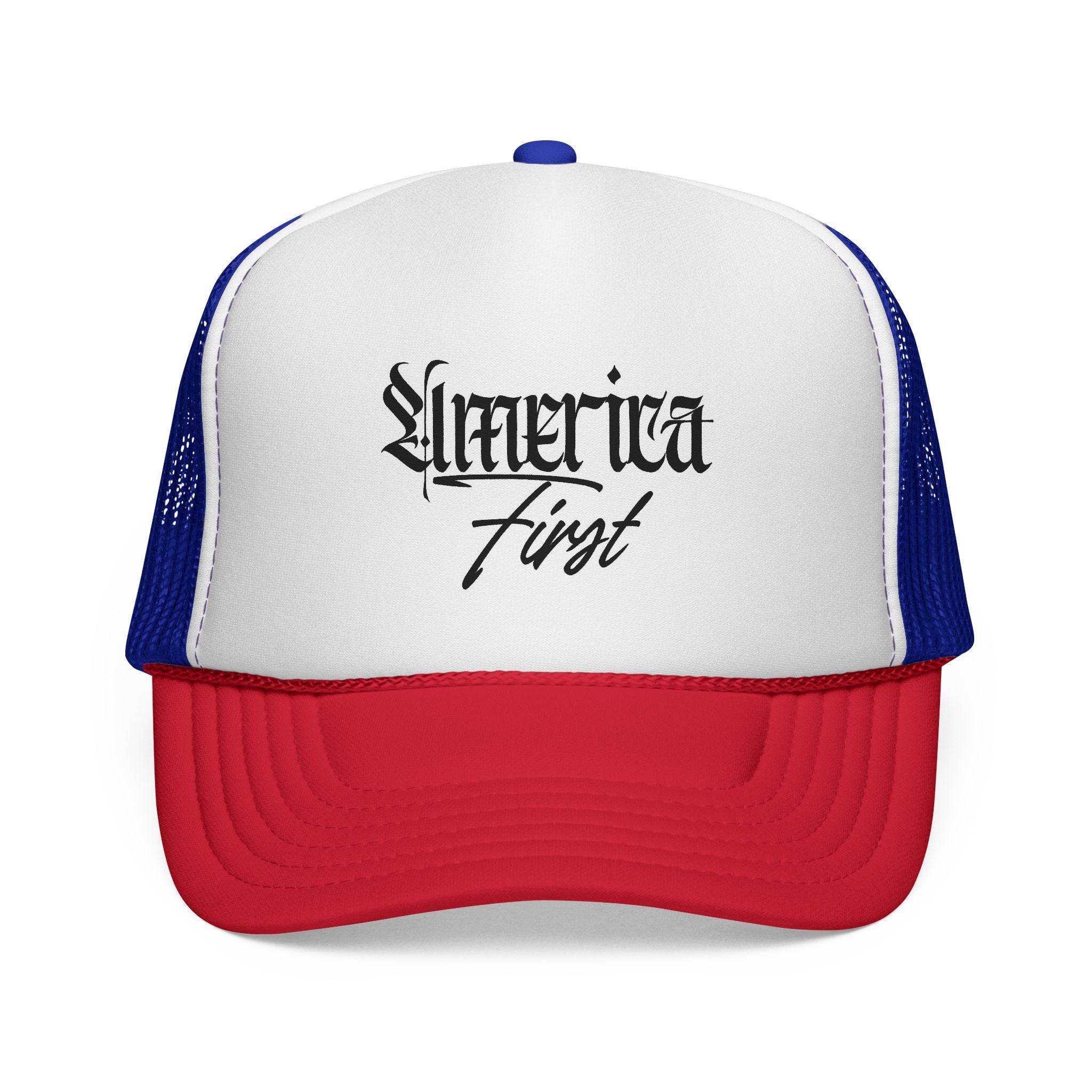 "America First" —Embroidered Mesh Trucker Hat