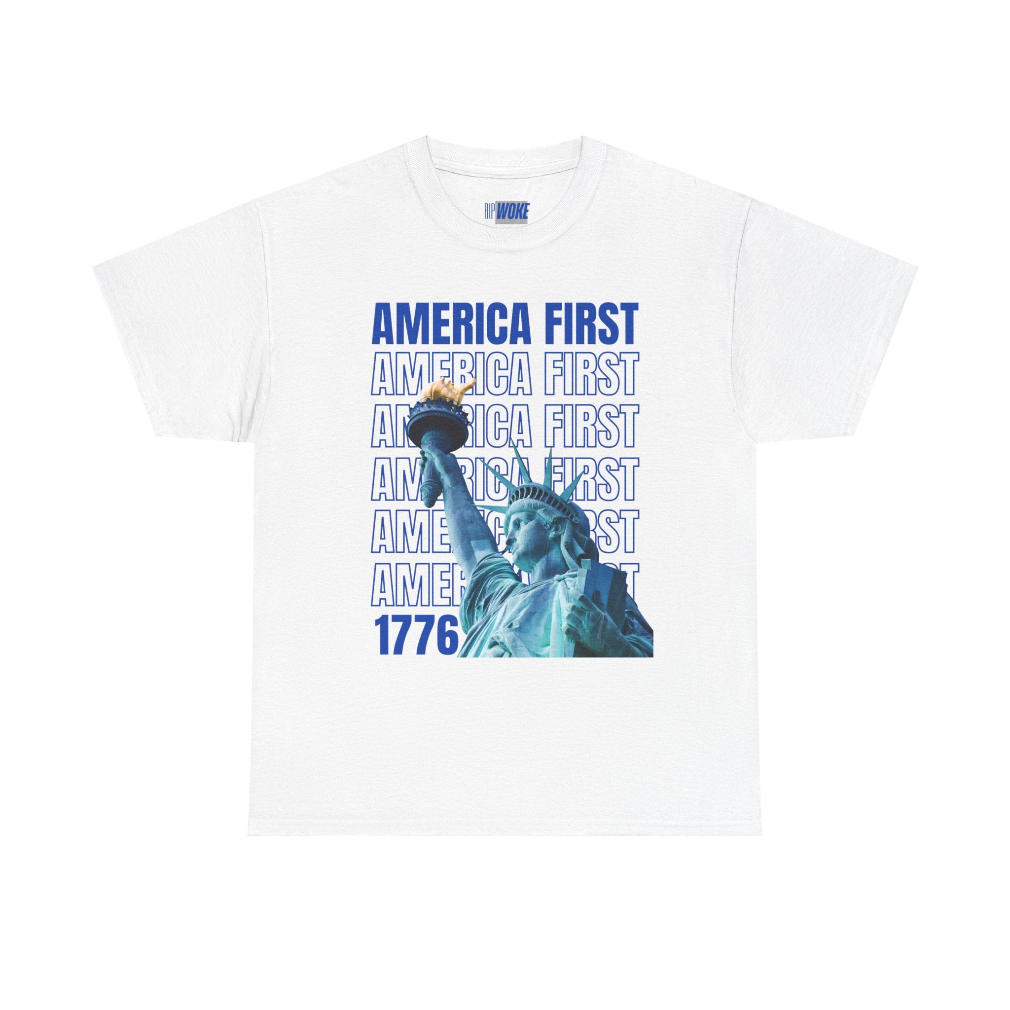 "America First" Statue of Liberty— Unisex Heavy Tee