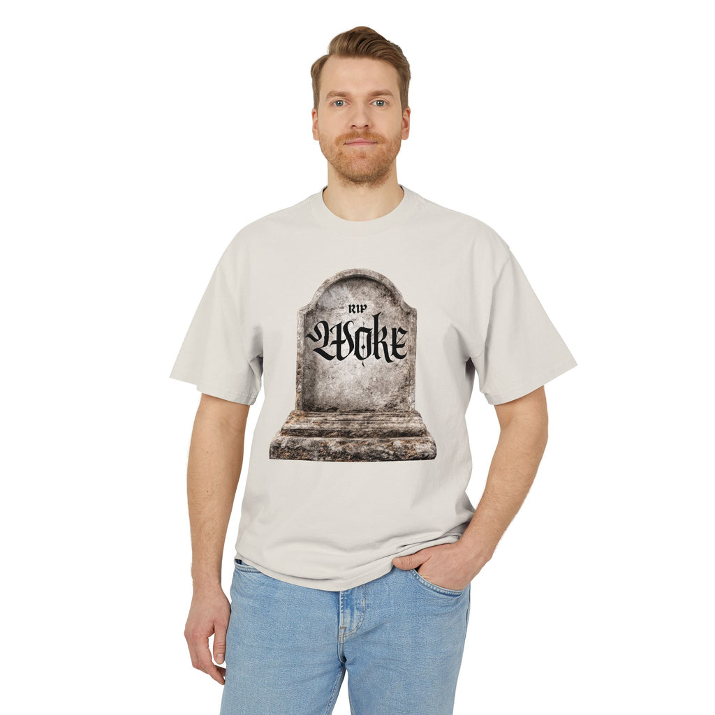 "RIP Woke" Tombstone  — Heavyweight Boxy Tee