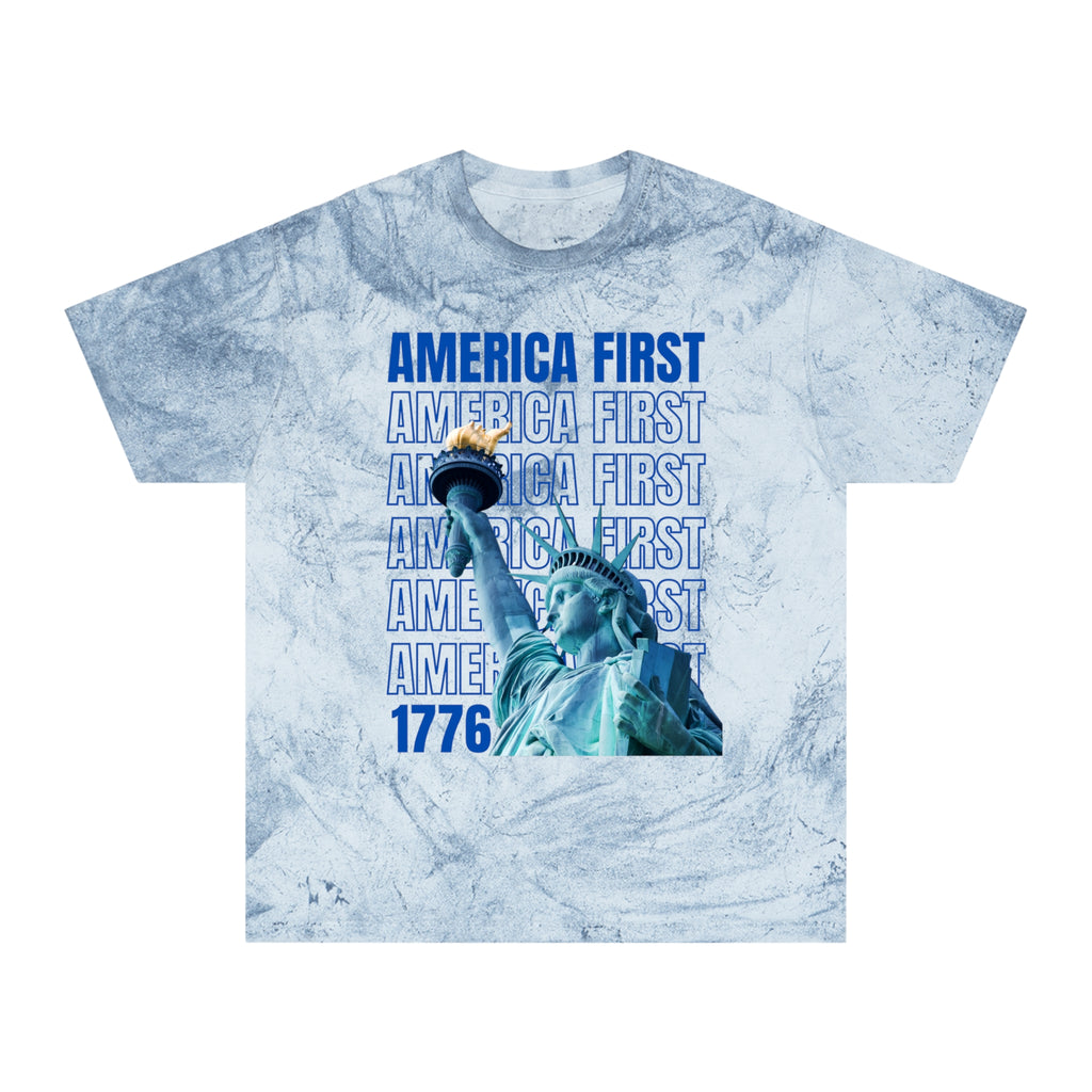 "America First" Statue of Liberty — Acid Wash Tee