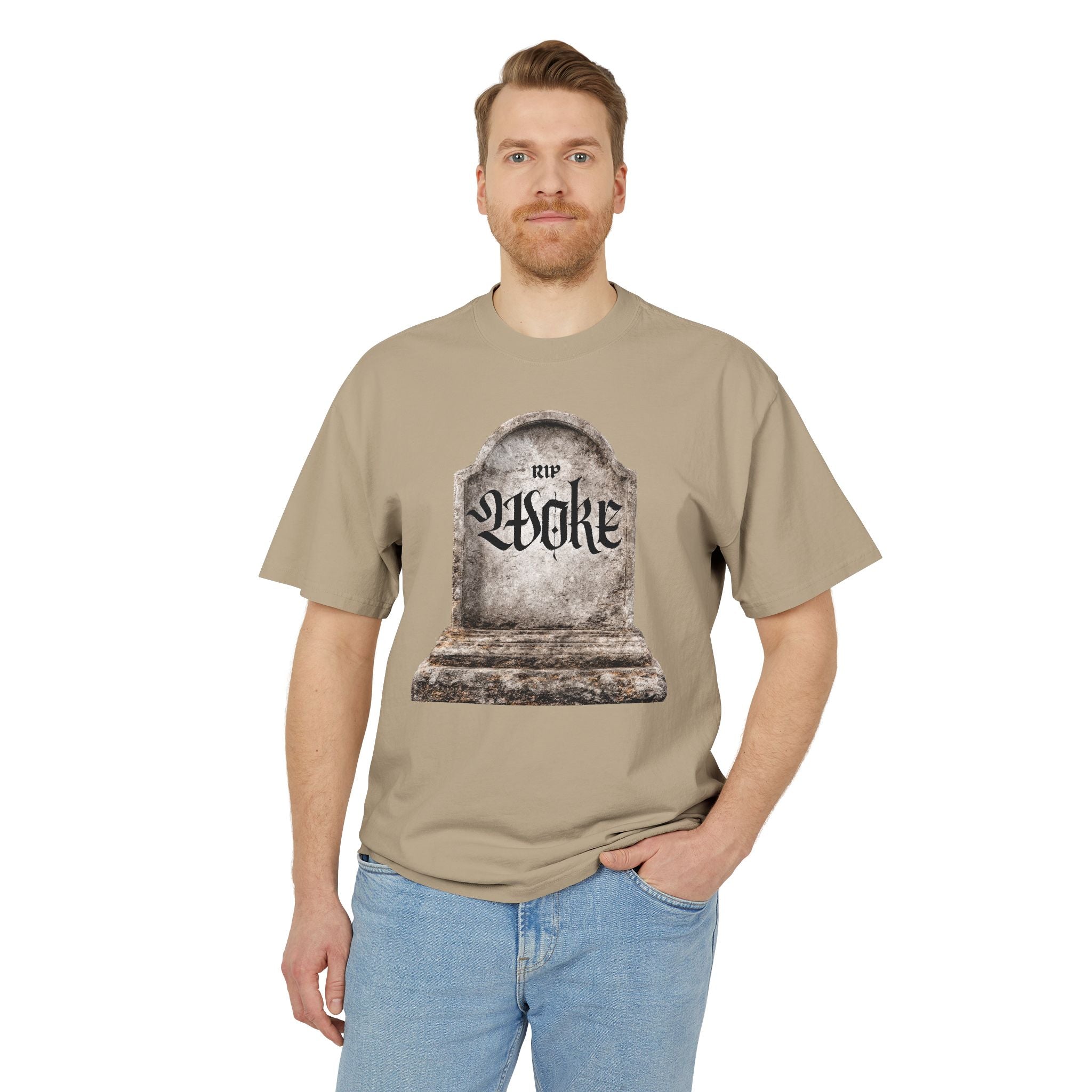 "RIP Woke" Tombstone  — Heavyweight Boxy Tee