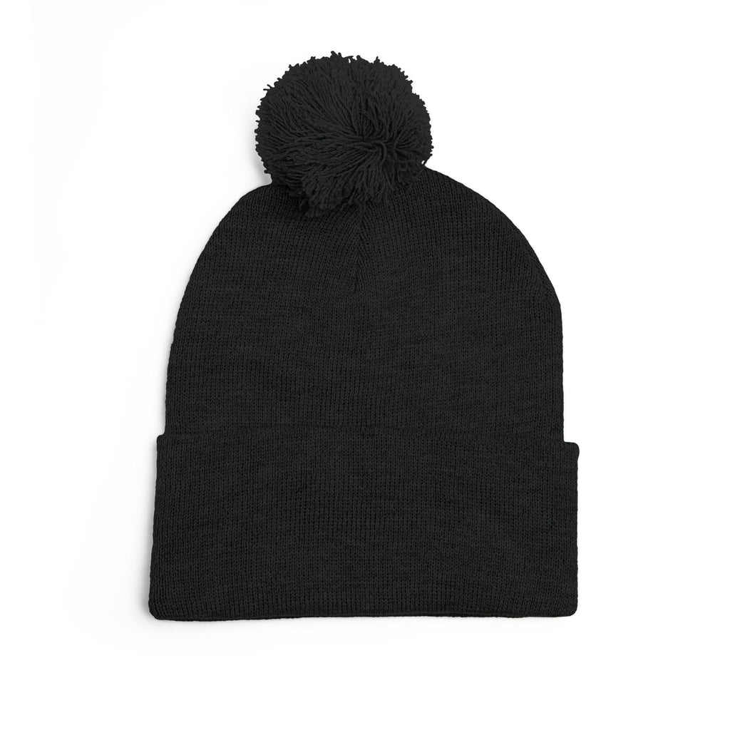 "America First" Cuffed Beanie— Embroidered Pom-Pom Knit Cap
