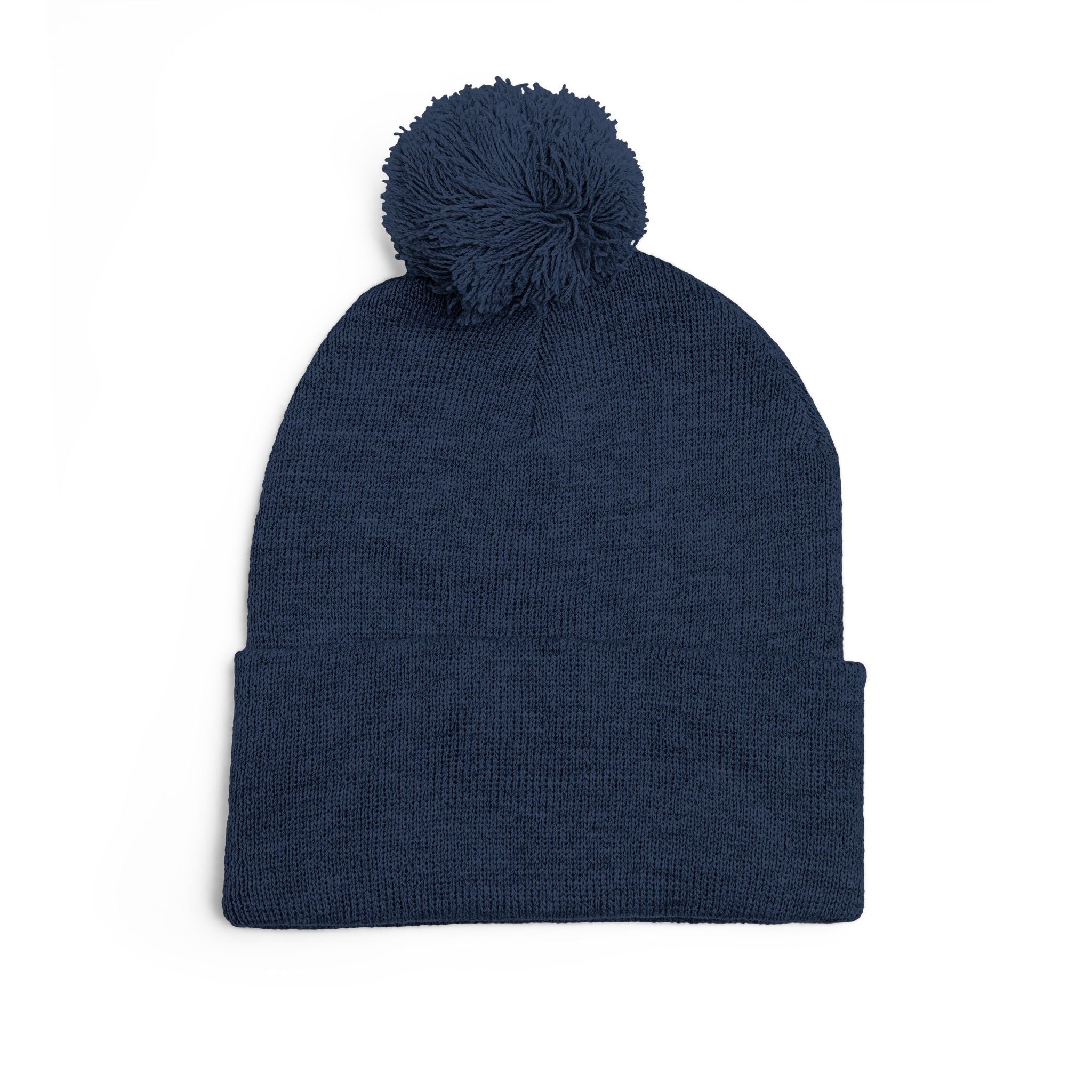 "America First" Cuffed Beanie— Embroidered Pom-Pom Knit Cap