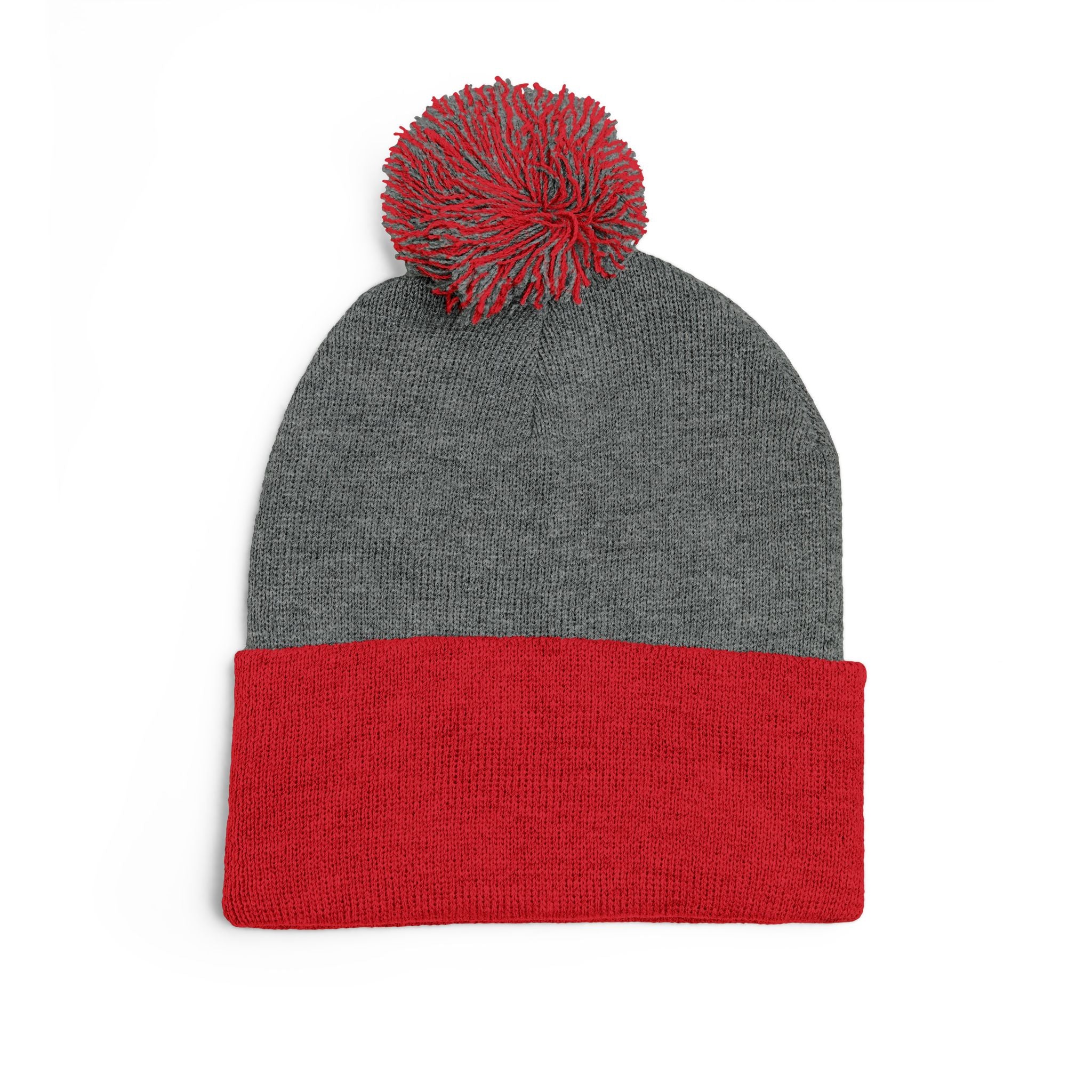 "America First" Cuffed Beanie— Embroidered Pom-Pom Knit Cap